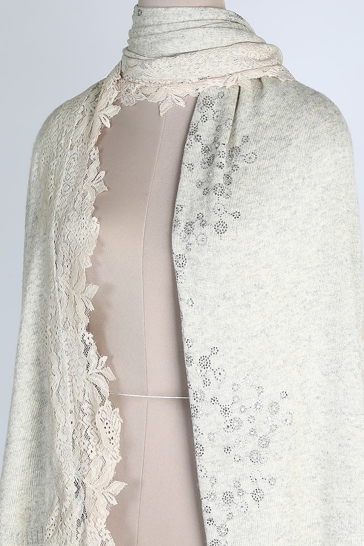 Light Grey Shawl With Crystals by Queenmark at Pernia's Pop Up Shop