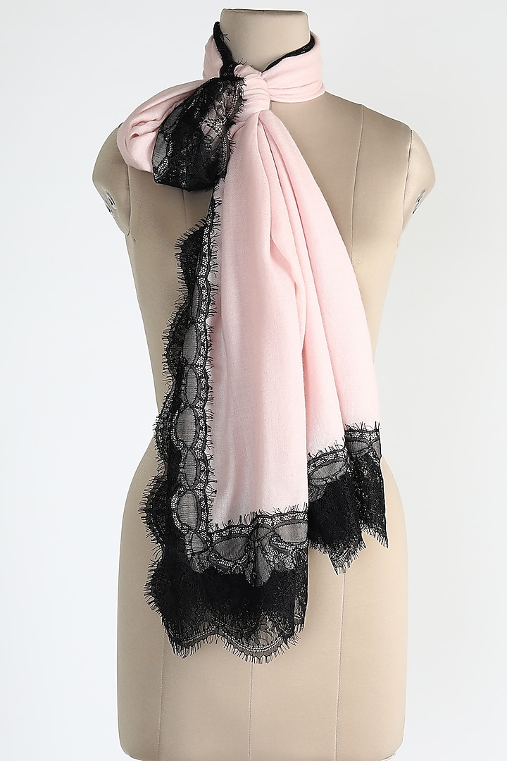 Baby Pink Merino Wool Shawl by Queenmark