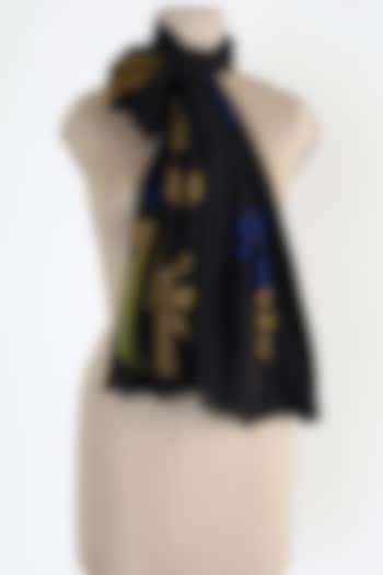 Black Silk Cashmere Shawl by Queenmark