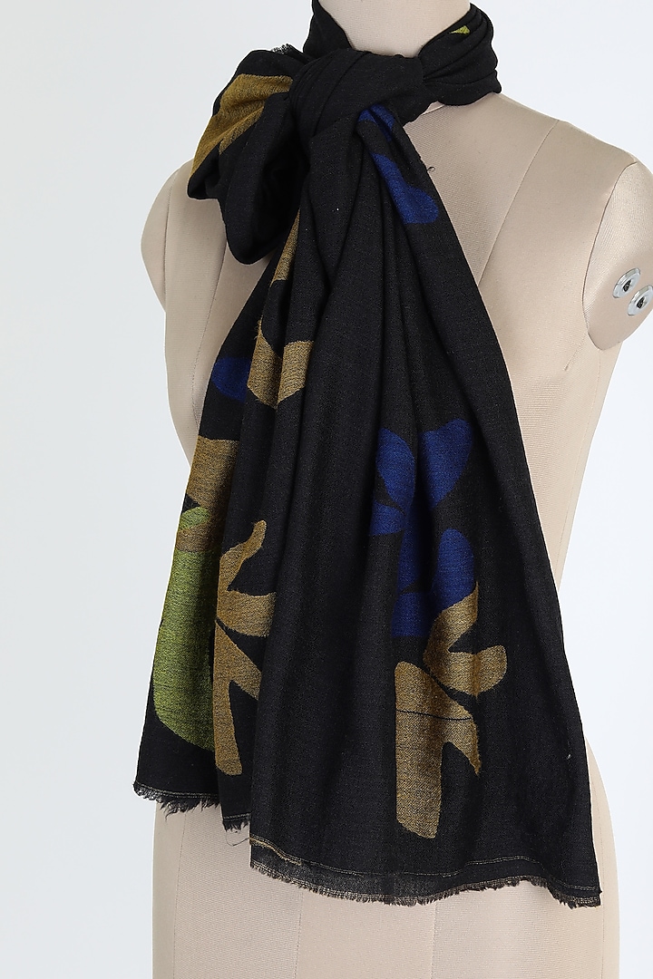 Black Silk Cashmere Shawl by Queenmark at Pernia's Pop Up Shop