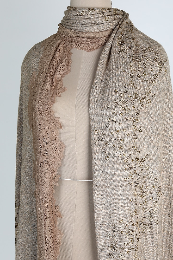 Dark Brown Shawl With Crystals by Queenmark at Pernia's Pop Up Shop