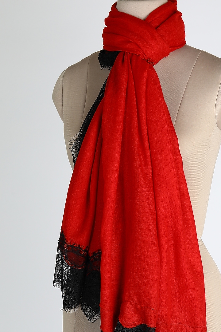 Red Merino Wool Shawl by Queenmark at Pernia's Pop Up Shop