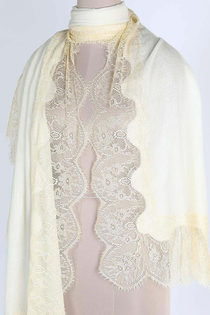 Ivory Merino Wool Shawl by Queenmark at Pernia's Pop Up Shop