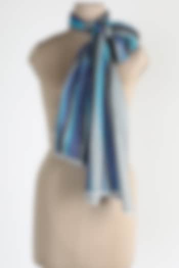 Blue Shawl In Silk Cashmere by Queenmark