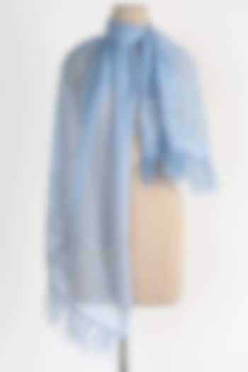 Blue Shawl With Ostrich Feathers by Queenmark