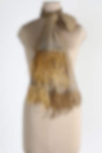 Natural Brown Ostrich Feathers Shawl by Queenmark
