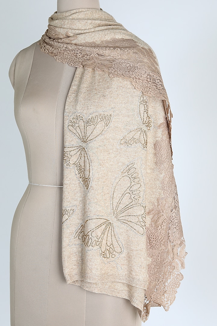 Light Brown Shawl With Crystals by Queenmark at Pernia's Pop Up Shop