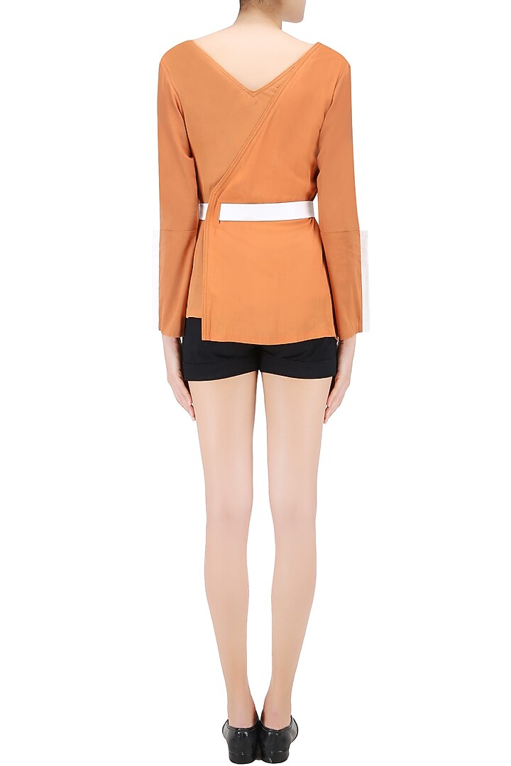 Antique peach overlap panel tie up top available only at Pernia's Pop Up Shop.