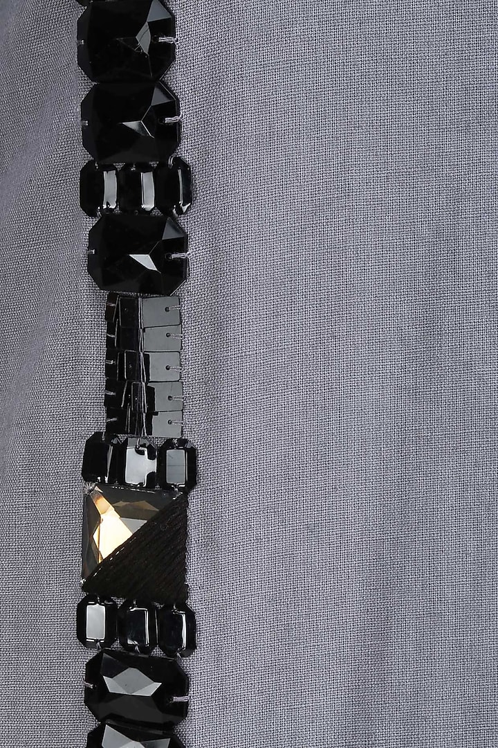 Grey stones embroidered linen shirt available only at Pernia's Pop Up Shop.