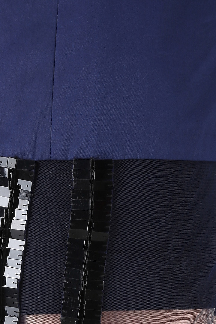 Navy blue straight fit shirt available only at Pernia's Pop Up Shop.