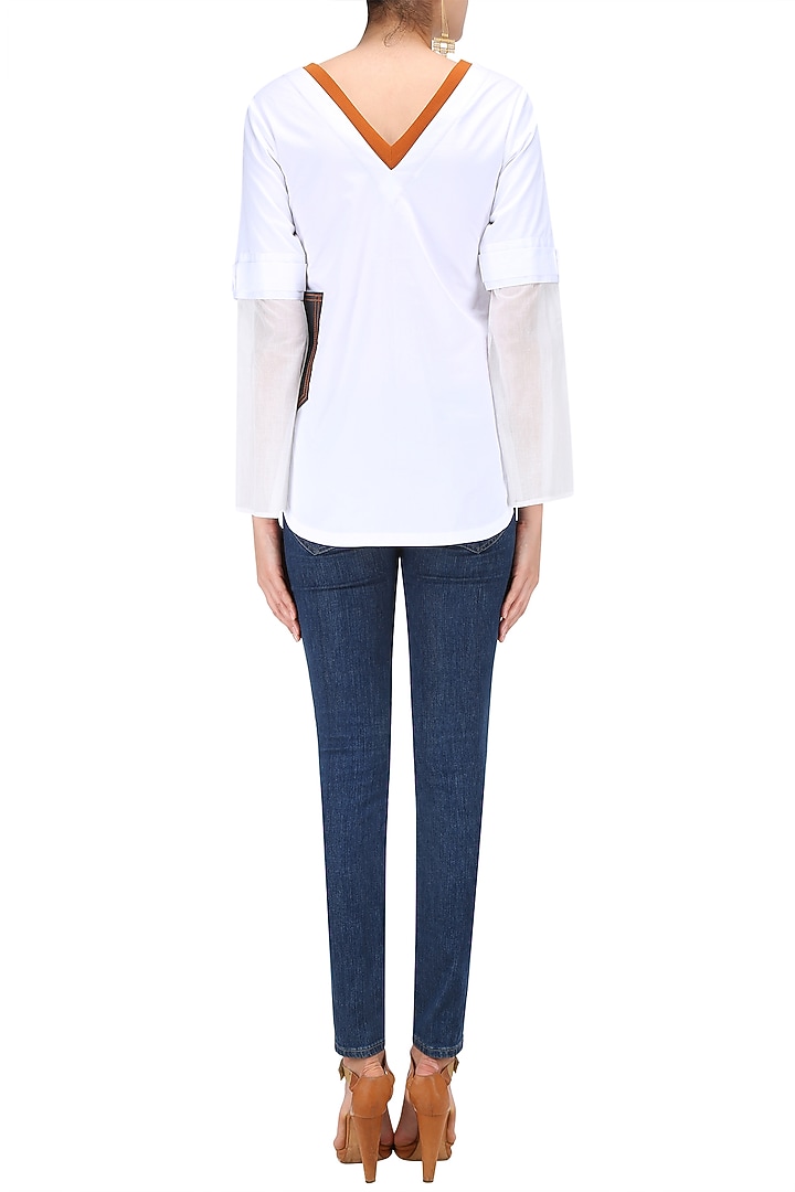 White overlap satin shirt available only at Pernia's Pop Up Shop.