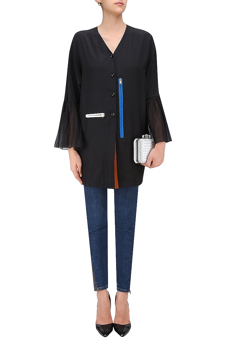 Black kimono sleeves v neck shirt available only at Pernia's Pop Up Shop.