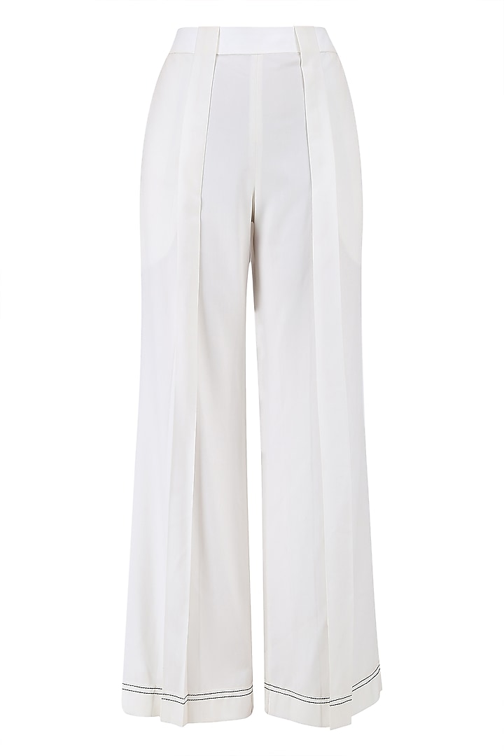 White Box Pleated Trouser Pants by QUO