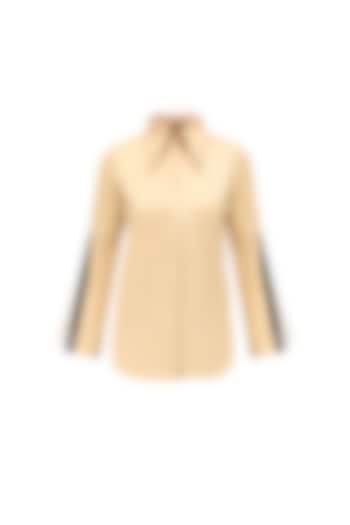 Beige Double Layered Sleeves Shirt by QUO