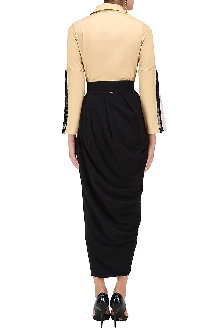Beige double layered sleeves shirt available only at Pernia's Pop Up Shop.