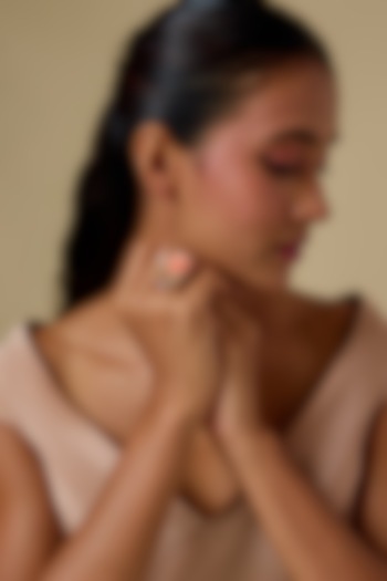 Gold Finish Cubic Zirconia Pink Enameled Floral Ring In Sterling Silver by Raeesa Jewels by Sanjana and Ritu at Pernia's Pop Up Shop