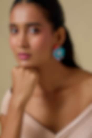 White Finish Cubic Zirconia & Crystal Floral Dangler Earrings In Sterling Silver by Raeesa Jewels by Sanjana and Ritu at Pernia's Pop Up Shop