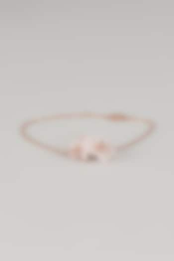 Rose Gold Finish Cubic Zirconia & Rose Quartz Floral Bracelet In Sterling Silver by Raeesa Jewels by Sanjana and Ritu