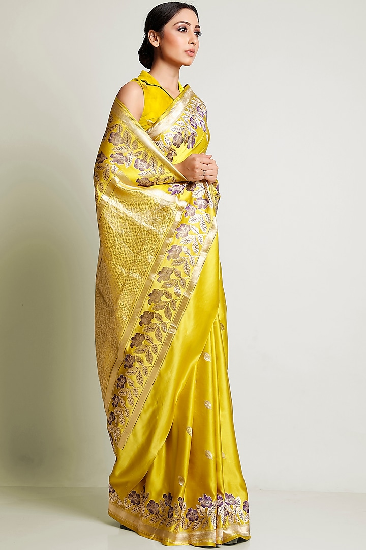 Yellow Meenakari Saree Set by Raagsutra