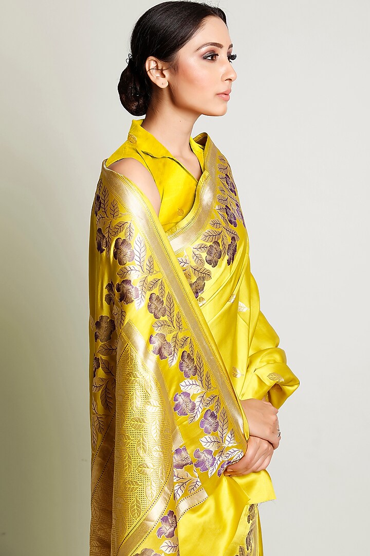 Yellow Meenakari Wedding Saree Set by Raagsutra at Pernia's Pop Up Shop