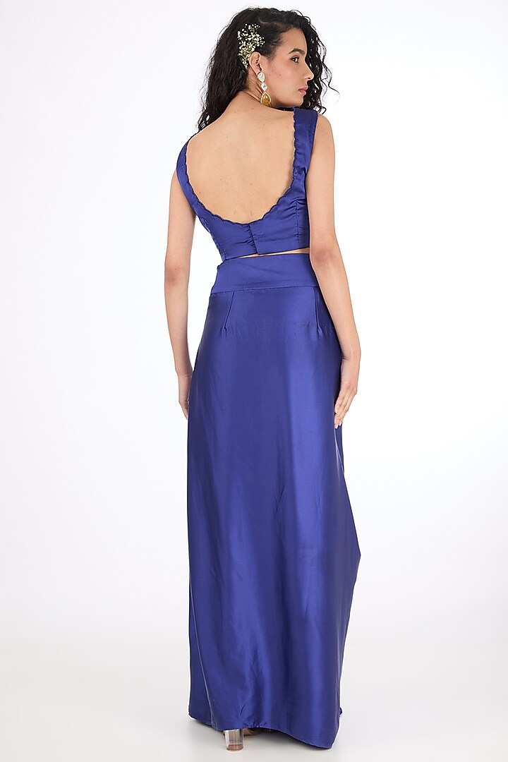 Blue Organza Aari Hand Embroidered Cape Set by Raas Couture at Pernia's Pop Up Shop