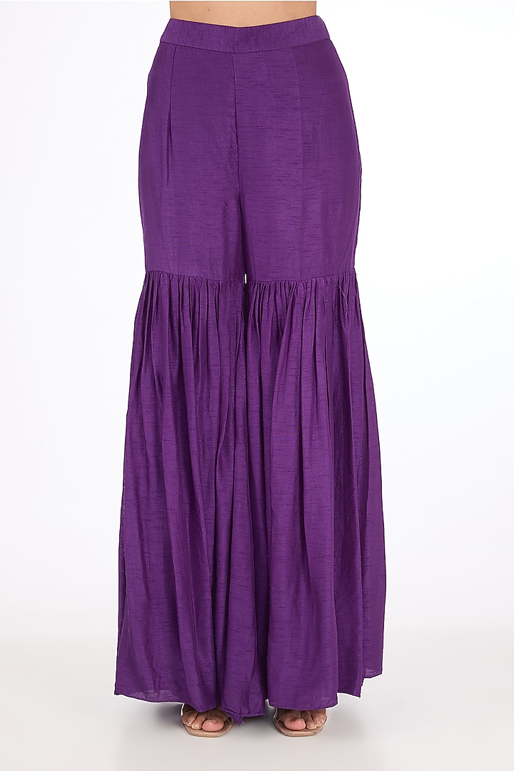 Purple Dola Silk Thread Embroidered Jacket Set by Raas Couture at Pernia's Pop Up Shop