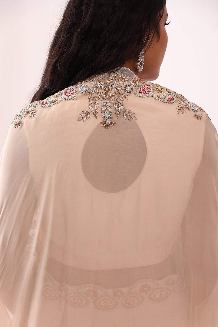 Peach Silk Embroidered Jacket Wedding Lehenga Set by Raas Couture at Pernia's Pop Up Shop