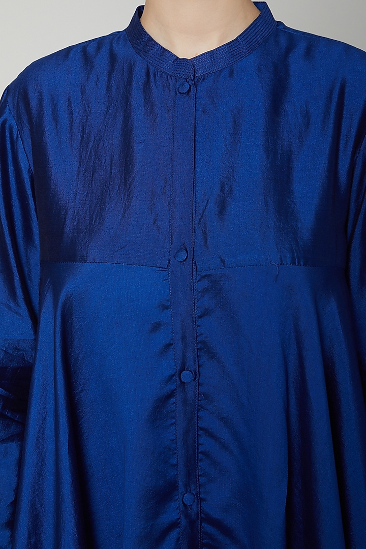 Cobalt Blue Flared Short Kurta by Rachana Ved at Pernia's Pop Up Shop