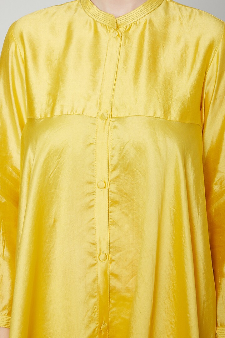 Powder Yellow Flared Short Kurta by Rachana Ved at Pernia's Pop Up Shop