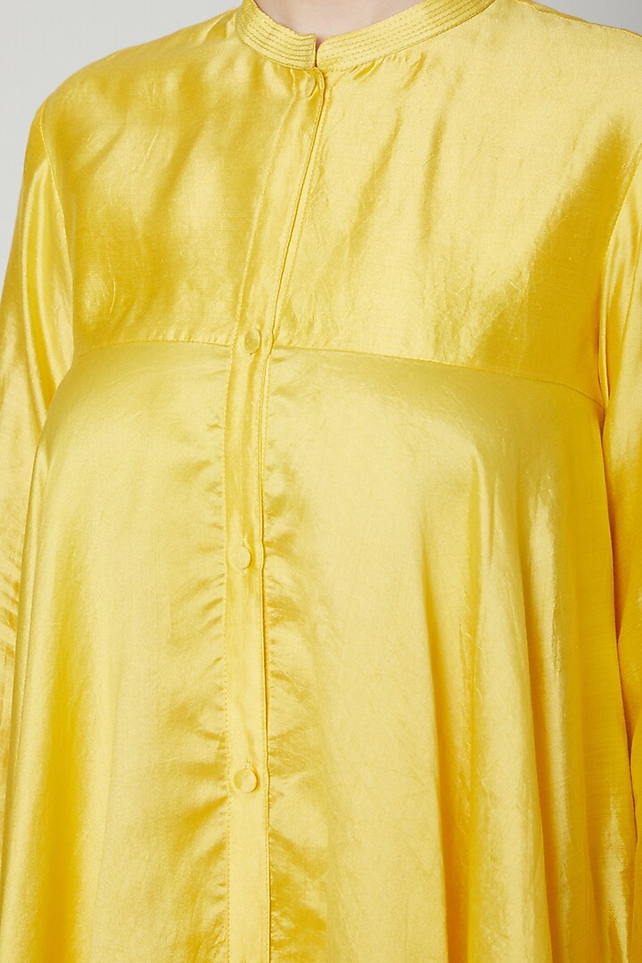 Powder Yellow Flared Short Kurta by Rachana Ved at Pernia's Pop Up Shop