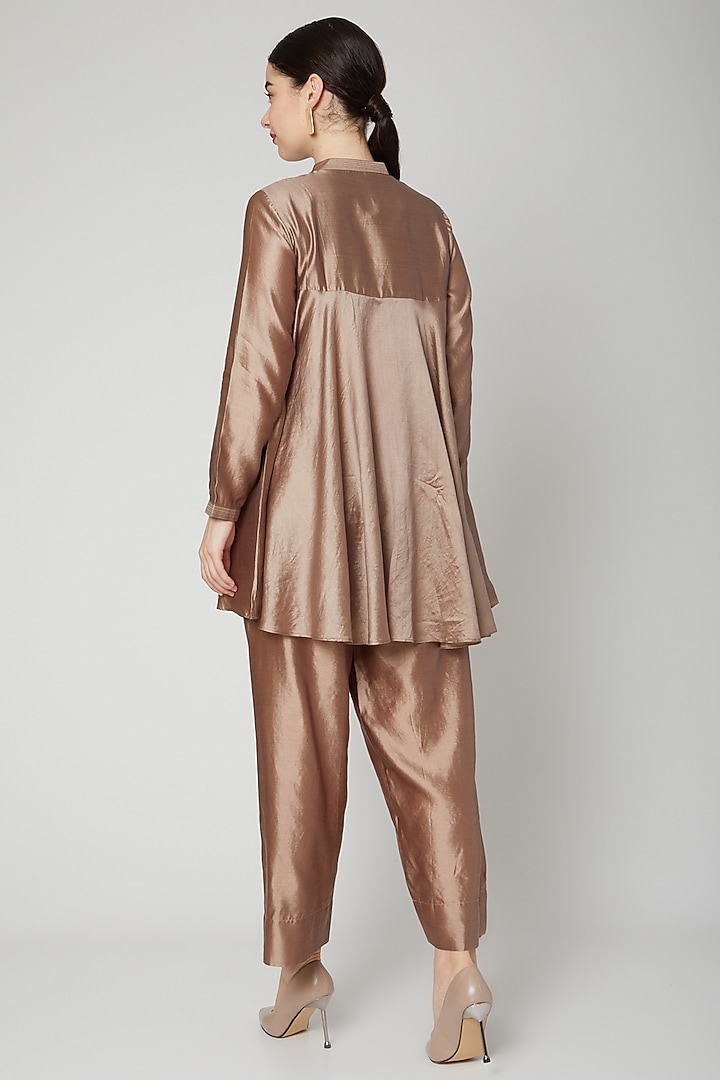 Nude Flared Short Kurta by Rachana Ved at Pernia's Pop Up Shop