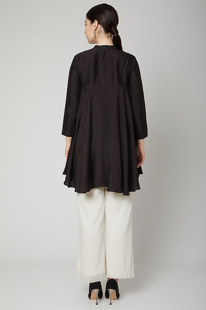 Black Flared Short Kurta by Rachana Ved at Pernia's Pop Up Shop