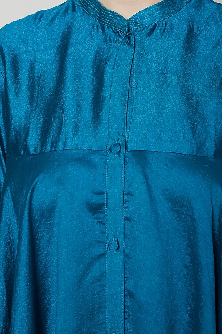 Turquoise Flared Short Kurta by Rachana Ved at Pernia's Pop Up Shop