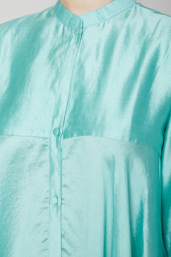 Sky Blue Flared Short Kurta by Rachana Ved at Pernia's Pop Up Shop