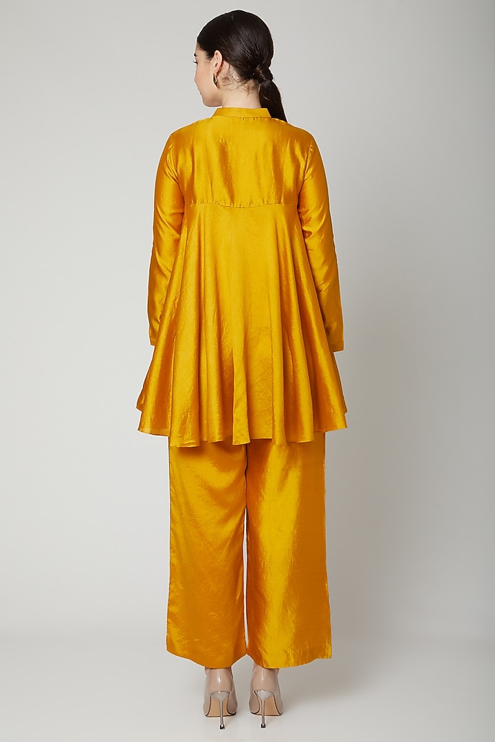 Mustard Flared Short Kurta by Rachana Ved at Pernia's Pop Up Shop