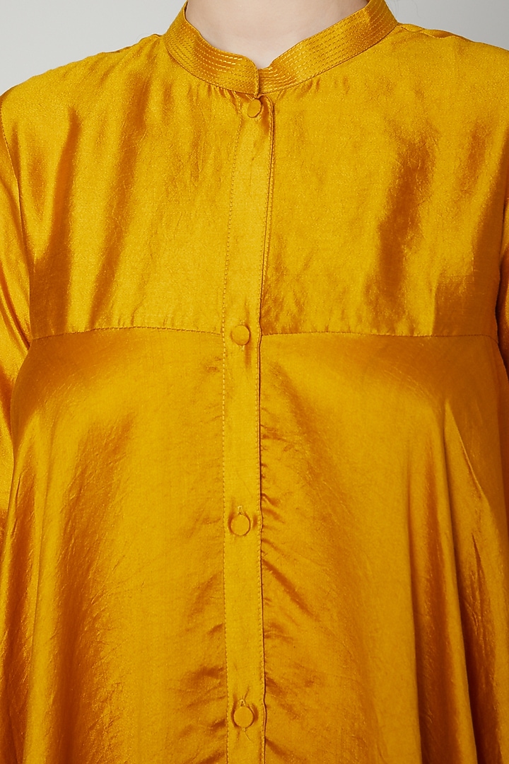 Mustard Flared Short Kurta by Rachana Ved at Pernia's Pop Up Shop