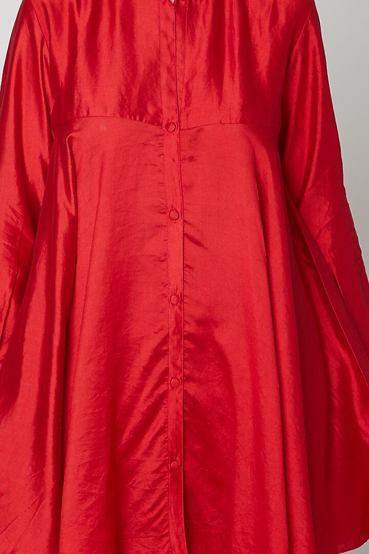 Red Flared Short Kurta by Rachana Ved at Pernia's Pop Up Shop