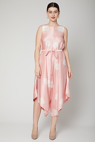 Blush Pink Tie-Dye Jumpsuit With Belt by Rachana Ved