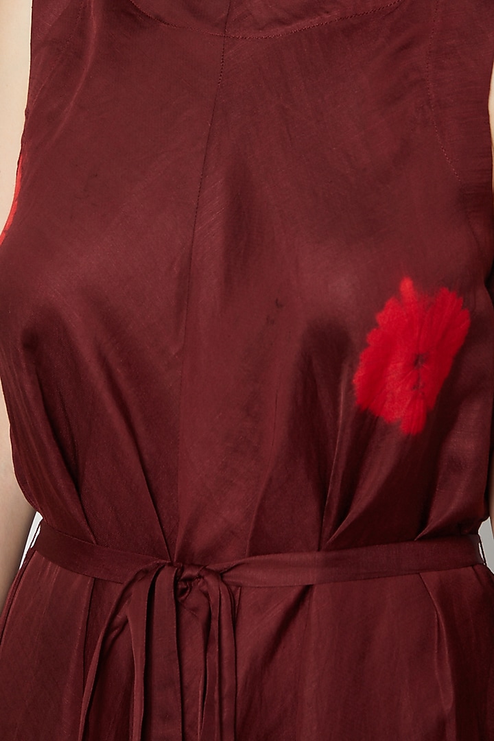 Wine Tie-Dye Jumpsuit With Belt by Rachana Ved at Pernia's Pop Up Shop