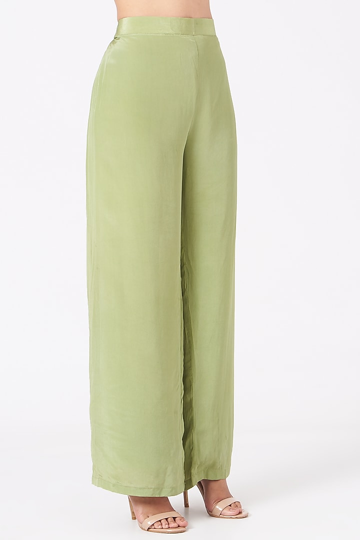 Sage Green Embroidered A-Line Kurta Set by Radha Sharma at Pernia's Pop Up Shop