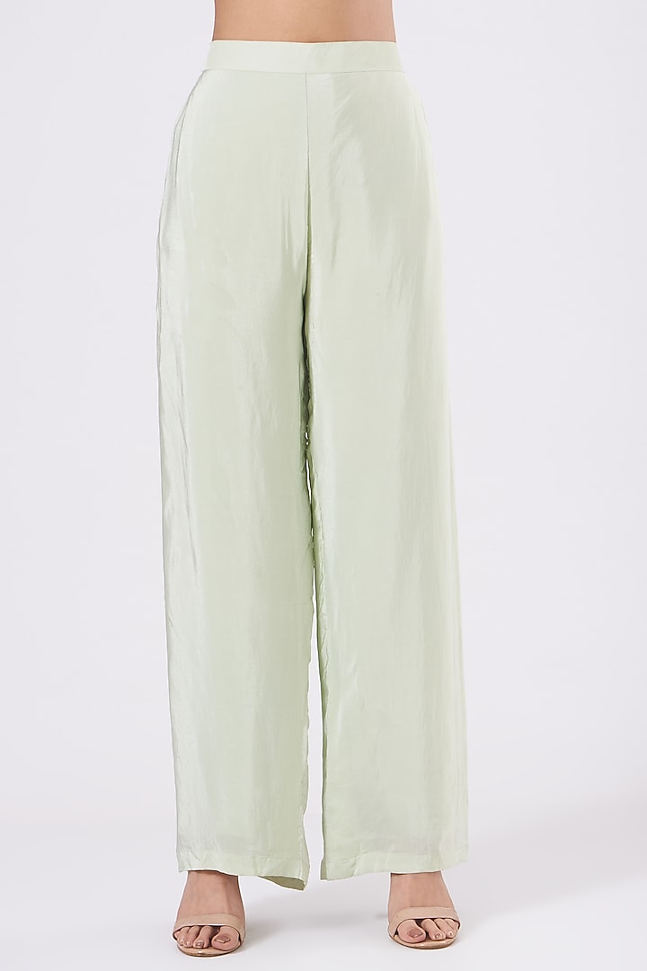 Pastel Green Hand Embroidered Kurta Set by Radha Sharma at Pernia's Pop Up Shop