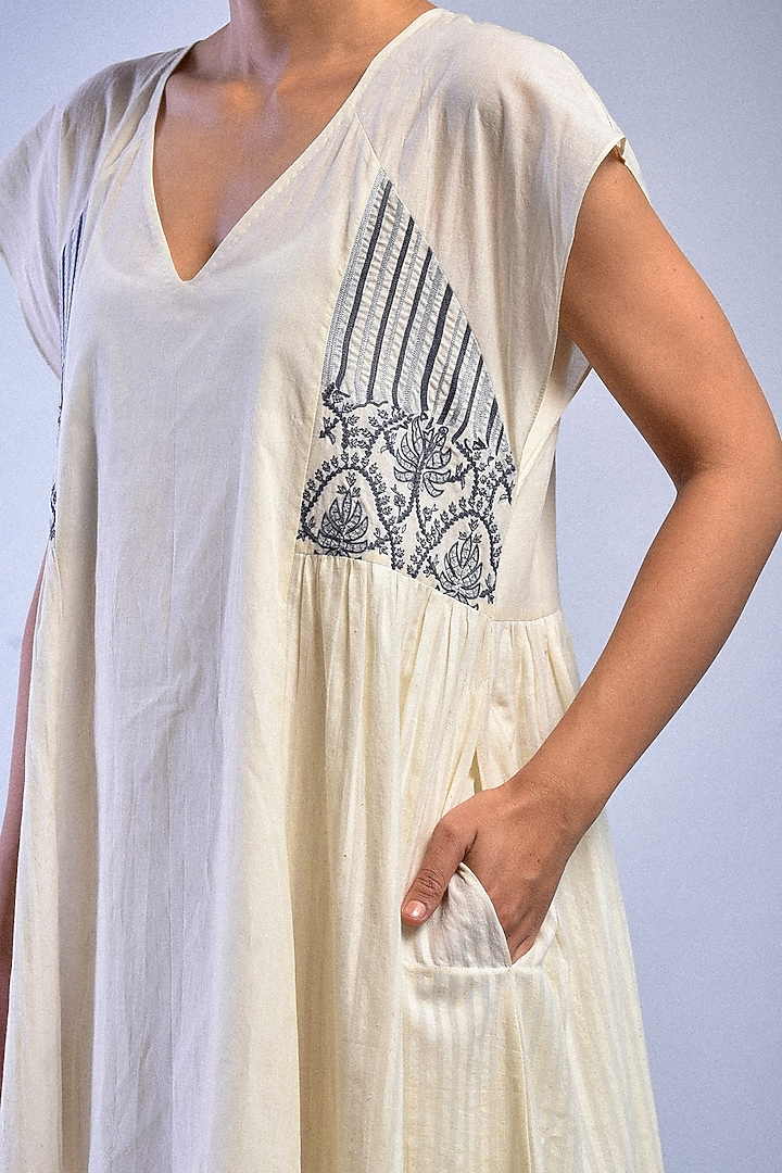 Ivory Hand Embroidered Summer Dress With Slip by Raffughar at Pernia's Pop Up Shop