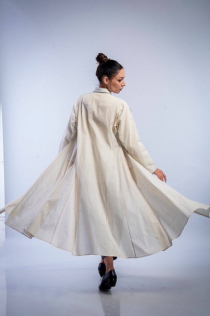 Ivory Hand Embroidered Jacket by Raffughar at Pernia's Pop Up Shop