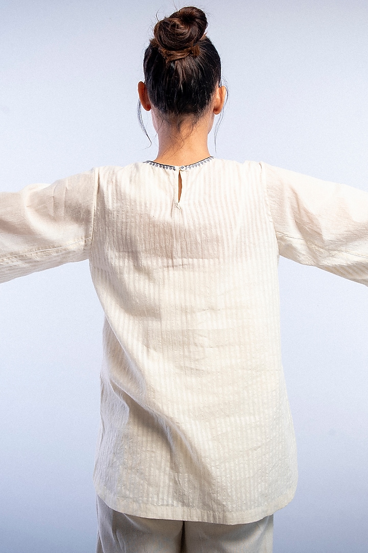 Ivory Hand Embroidered Top With Slip by Raffughar at Pernia's Pop Up Shop