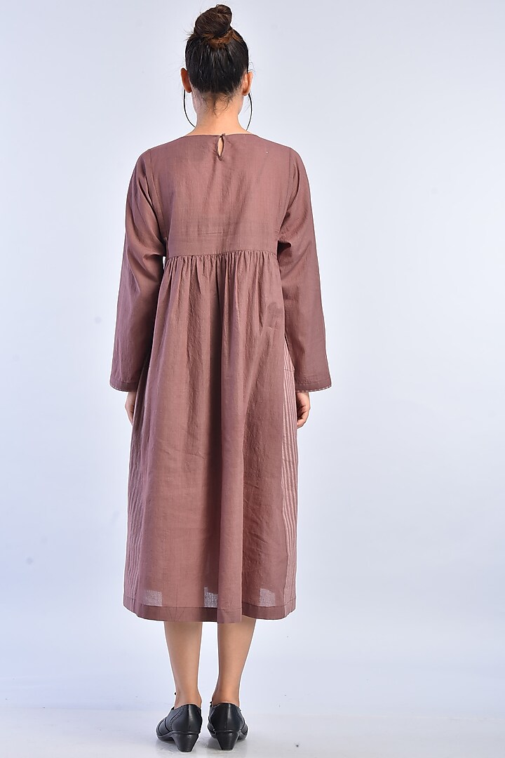 Aubergine Hand Embroidered Vacation Dress With Slip by Raffughar at Pernia's Pop Up Shop