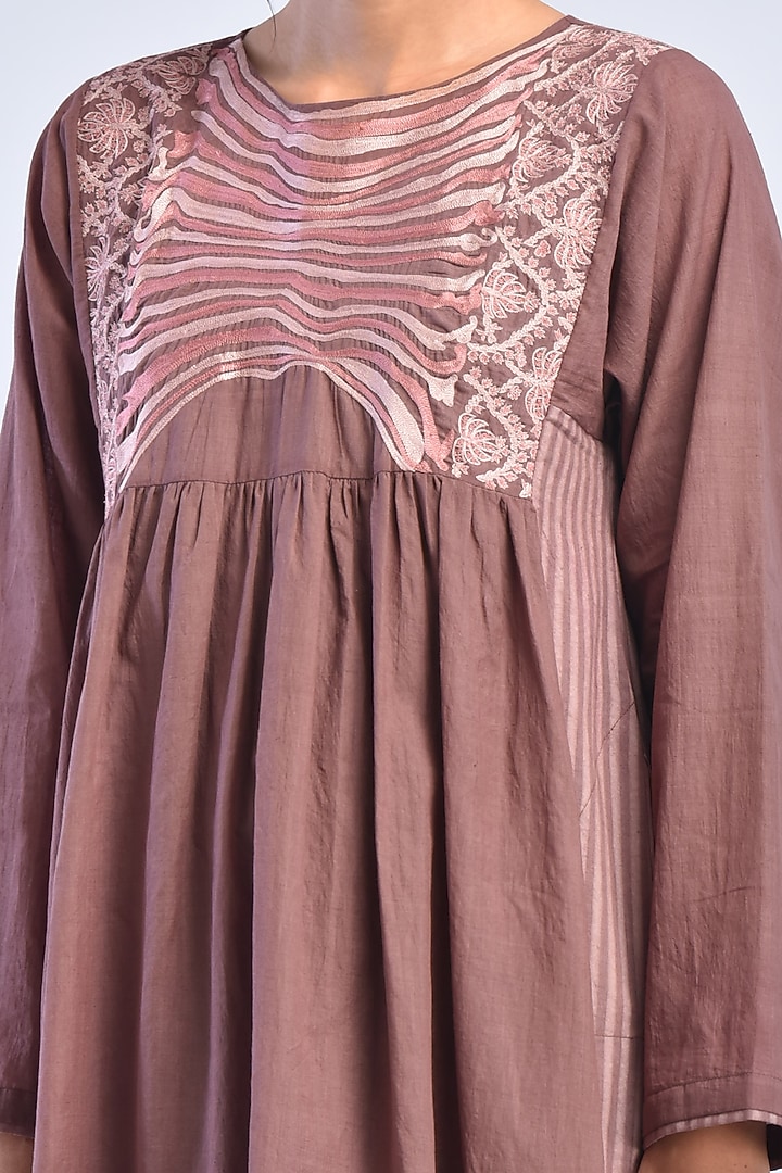 Aubergine Hand Embroidered Vacation Dress With Slip by Raffughar at Pernia's Pop Up Shop