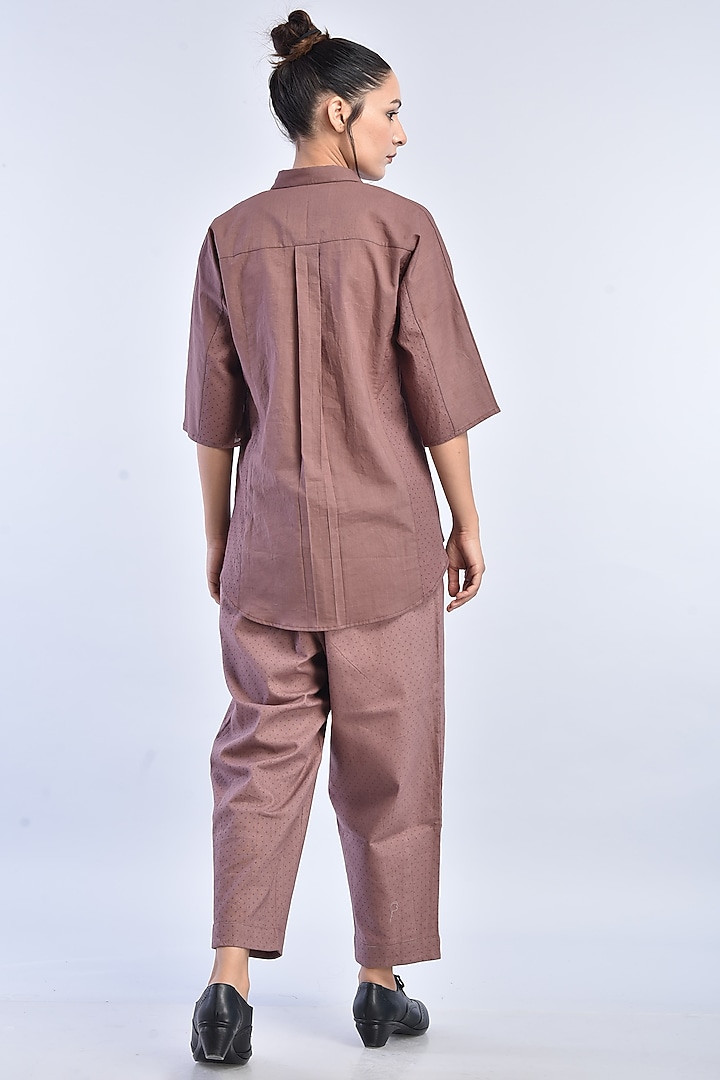 Aubergine Hand Embroidered Shirt by Raffughar at Pernia's Pop Up Shop