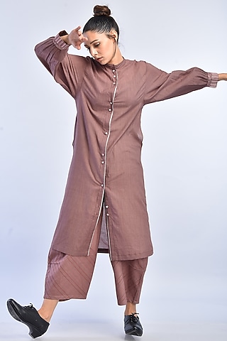 Aubergine Hand Embroidered Jacket by Raffughar
