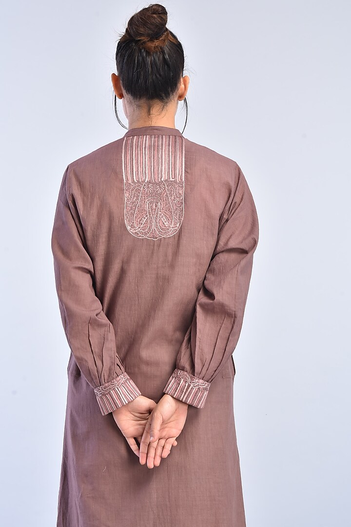 Aubergine Hand Embroidered Jacket by Raffughar at Pernia's Pop Up Shop
