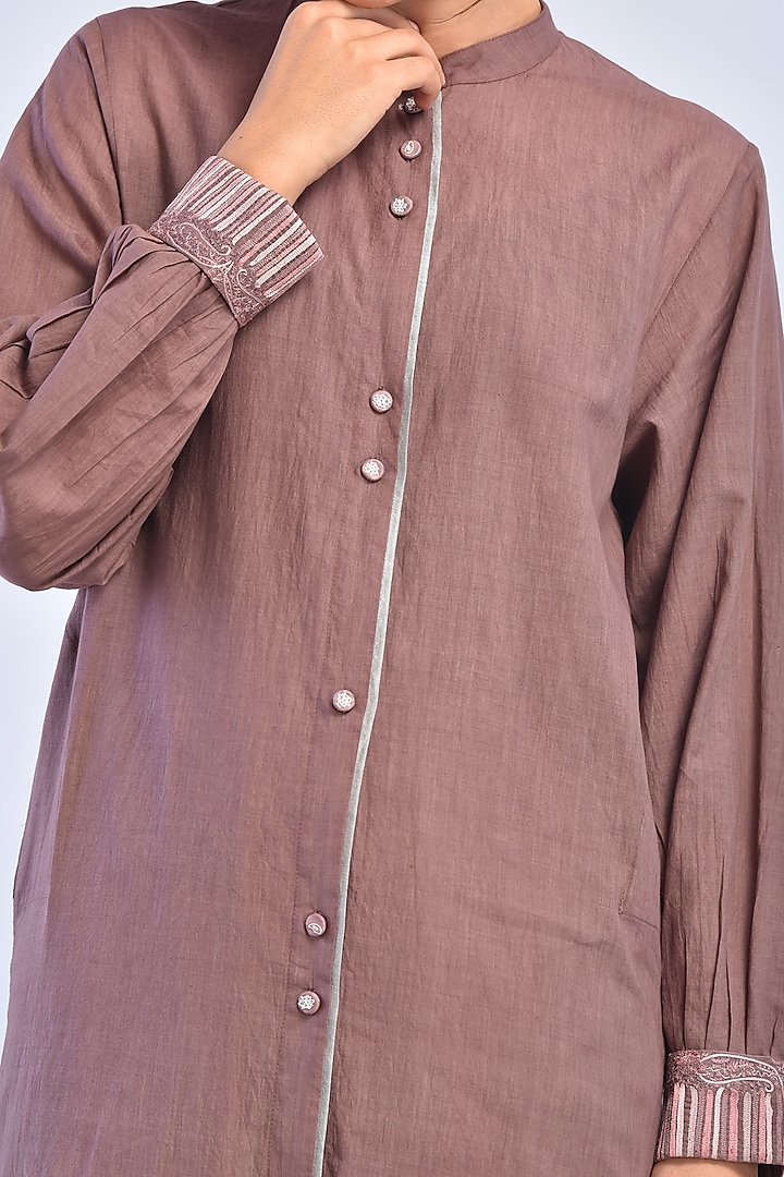 Aubergine Hand Embroidered Jacket by Raffughar at Pernia's Pop Up Shop
